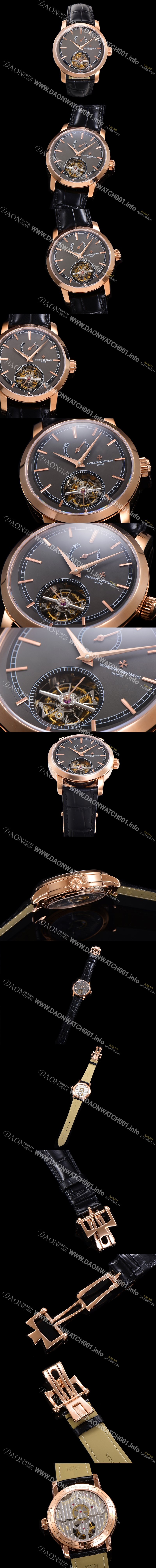 홍콩명품 [바쉐런콘스탄틴] 남성용 트레디셔널 투어빌론 자동형  18K 로즈골드 42mm 가죽줄 그레이다이얼 vac14085