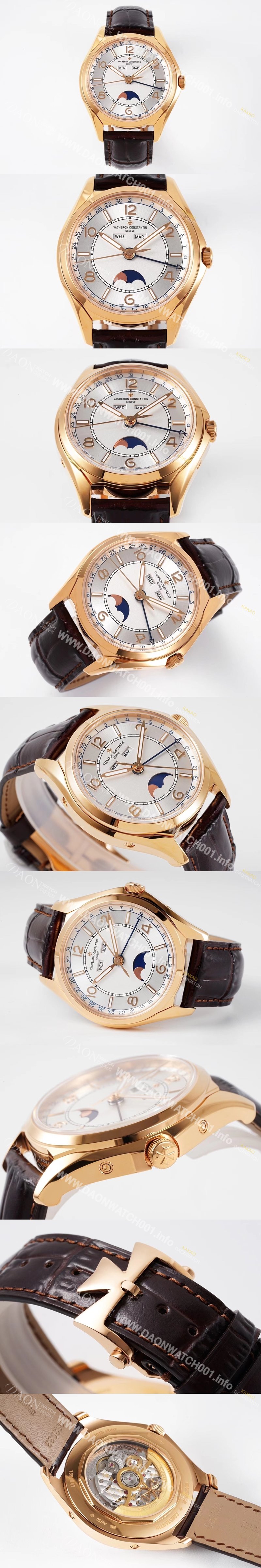 홍콩명품 [바쉐론콘스탄틴] 남성용 피프티식스 4000E/000R-B438 컴플리트 캘린더 문페이즈 18k 로즈골드 오토매틱 2460 QCL/1 무브먼트 실버 다이얼 vac1171